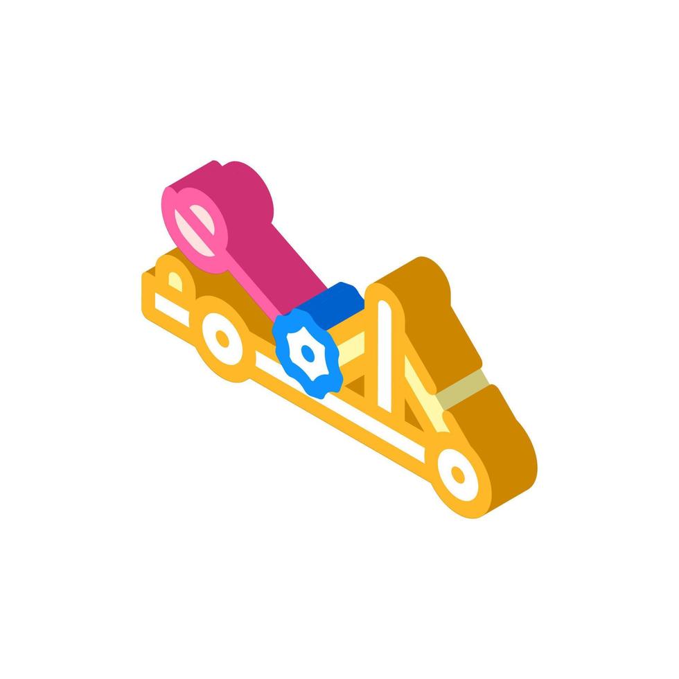 catapult antique gun isometric icon vector illustration