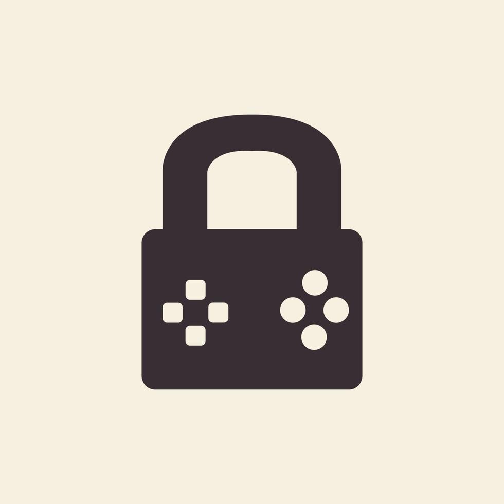 candado con diseño de logotipo gamepad símbolo gráfico vectorial icono ilustración idea creativa vector