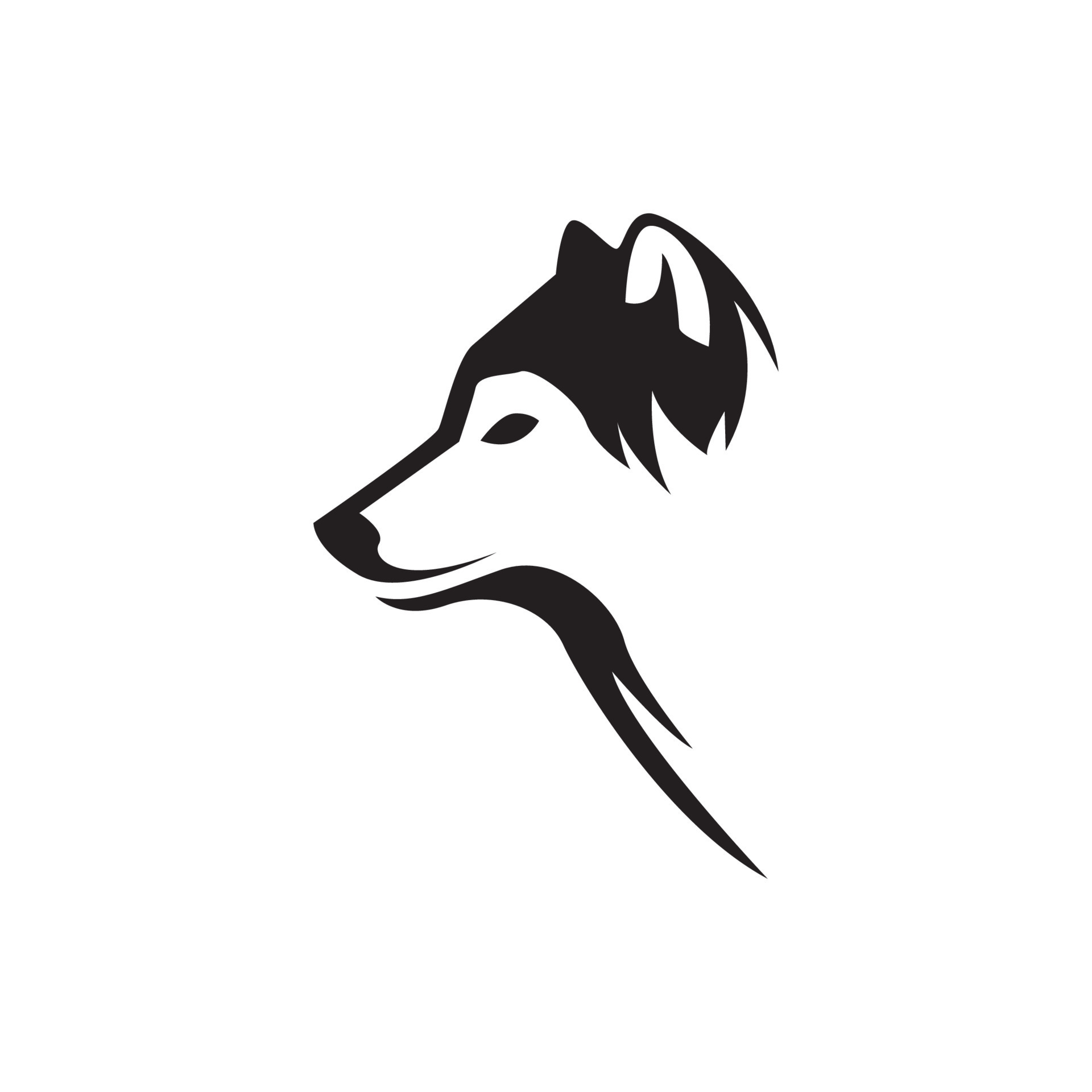 side view wolf or siberian husky logo design vector graphic symbol icon ...