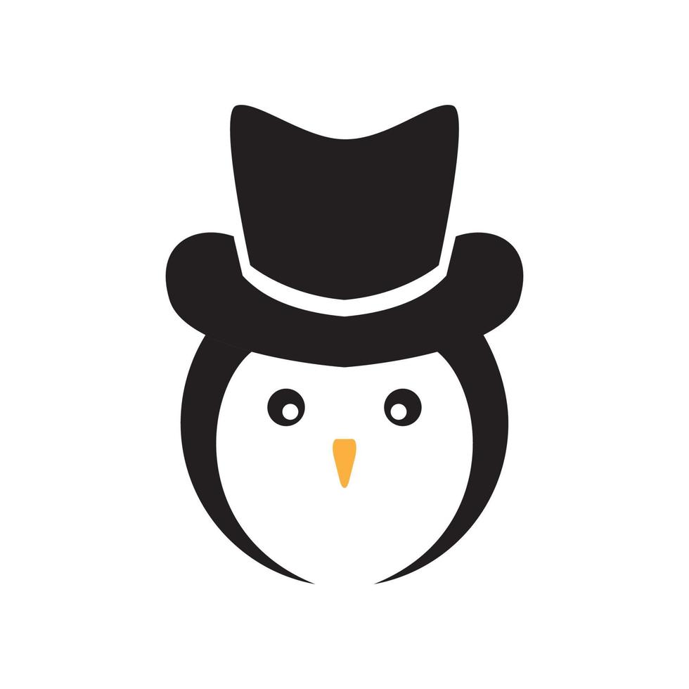 pequeño pingüino lindo con sombrero mágico diseño de logotipo símbolo gráfico vectorial icono ilustración idea creativa vector