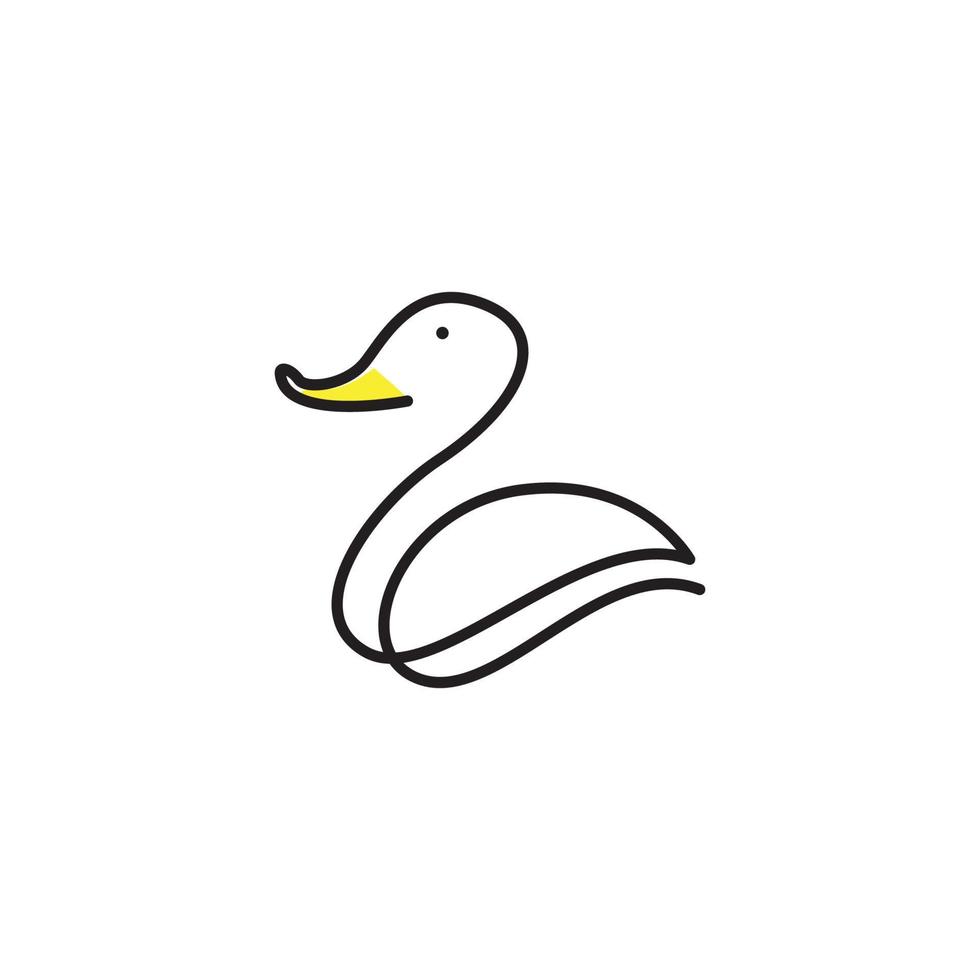 continuous line beautiful duck logo design vector graphic symbol icon illustration creative idea