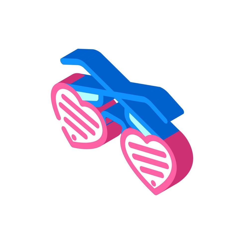 glasses in heart form isometric icon vector illustration
