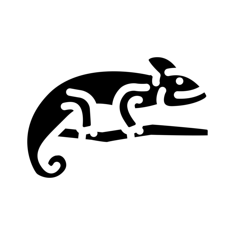 chameleon animal glyph icon vector illustration