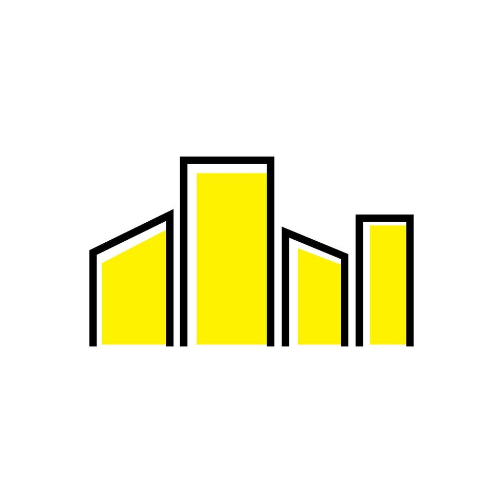 línea abstracto amarillo edificio ciudad rascacielos diseño de logotipo vector gráfico símbolo icono ilustración idea creativa