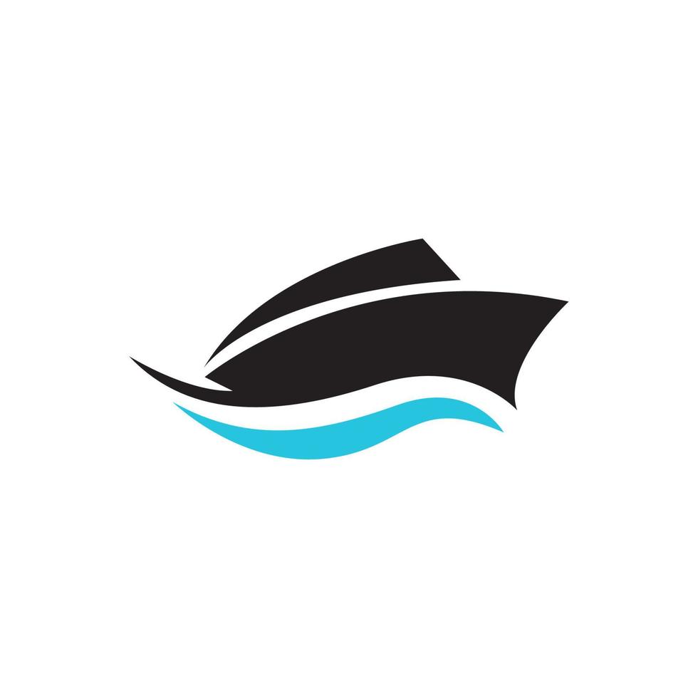 big sail or ship with wave blue logo design vector graphic symbol icon illustration creative idea