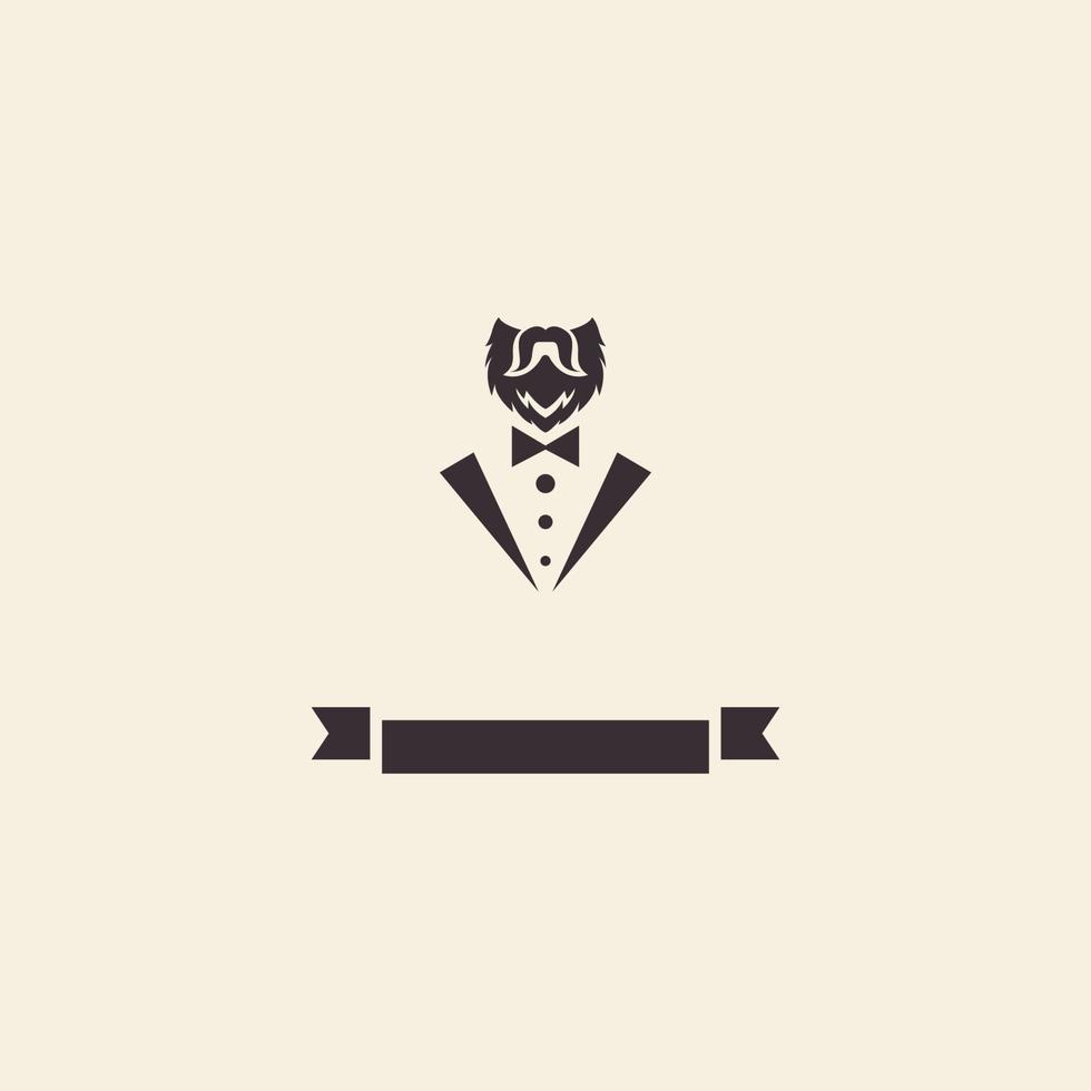 vintage barba hombre traje corbata diseño de logotipo vector gráfico símbolo icono ilustración idea creativa
