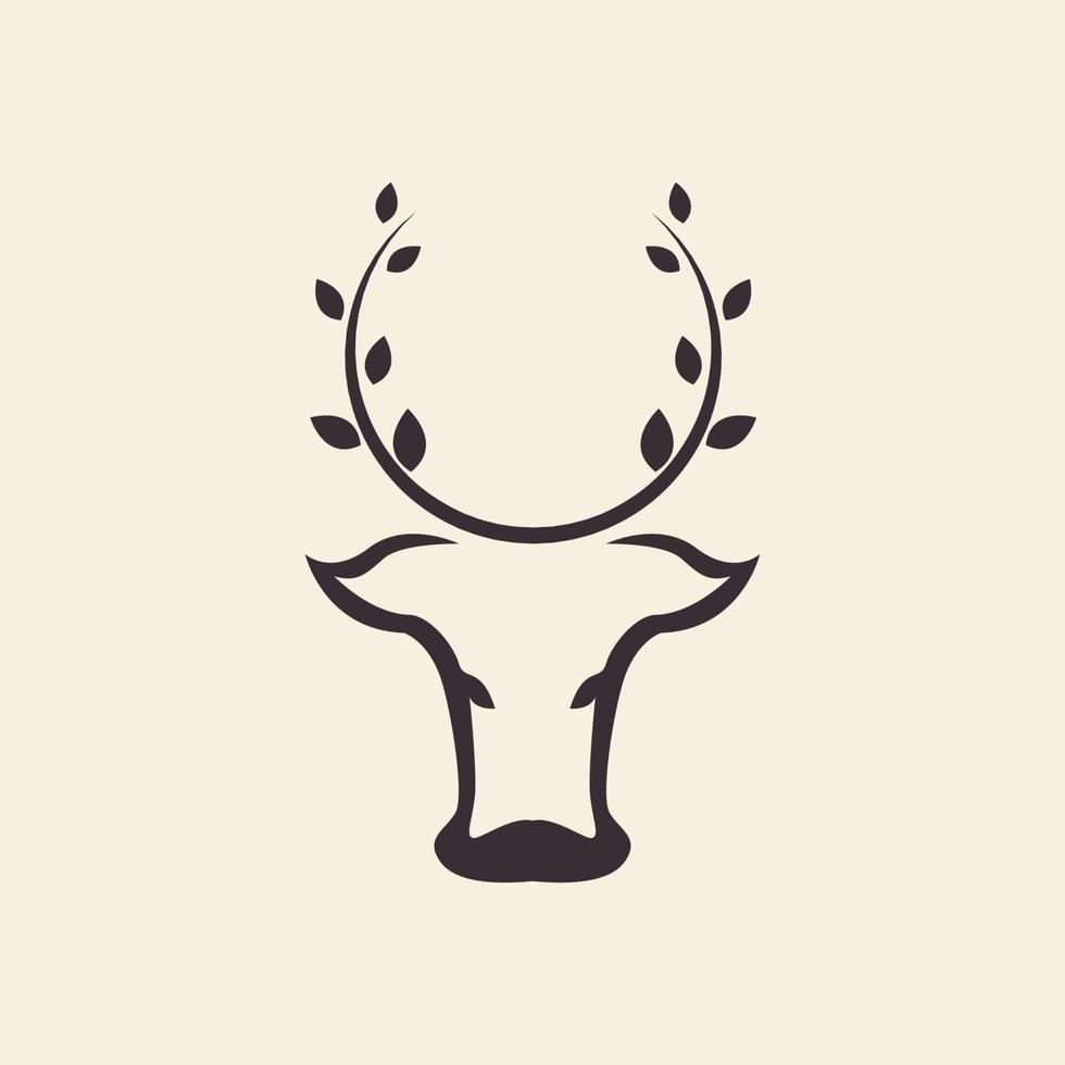 vaca de cabeza simple con diseño de logotipo de cuerno de hoja símbolo gráfico vectorial icono ilustración idea creativa vector
