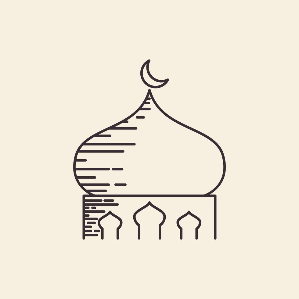 línea hipster cúpula mezquita ramadan logo diseño vector gráfico símbolo icono ilustración idea creativa