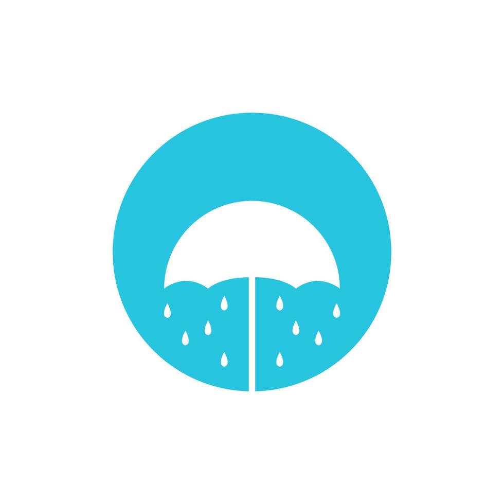 círculo de espacio negativo con diseño de logotipo de lluvia de paraguas, símbolo gráfico vectorial icono ilustración idea creativa vector