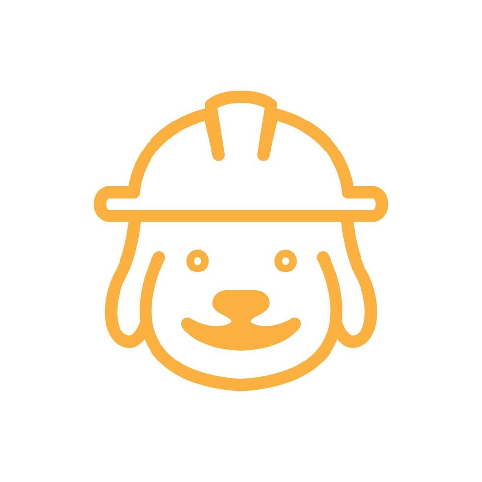 face cute dog with building helmet logo design vector graphic symbol icon illustration creative idea