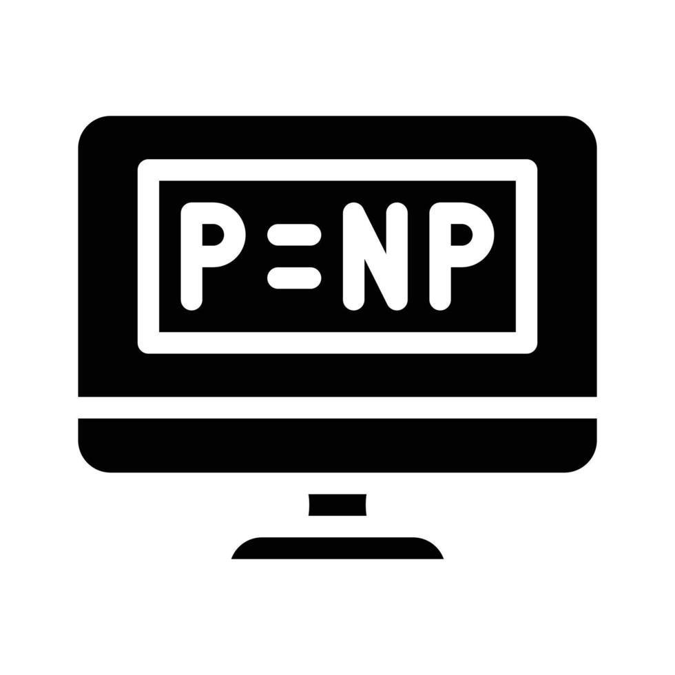 P vs NP unsolved problem in computer science glyph icon vector illustration