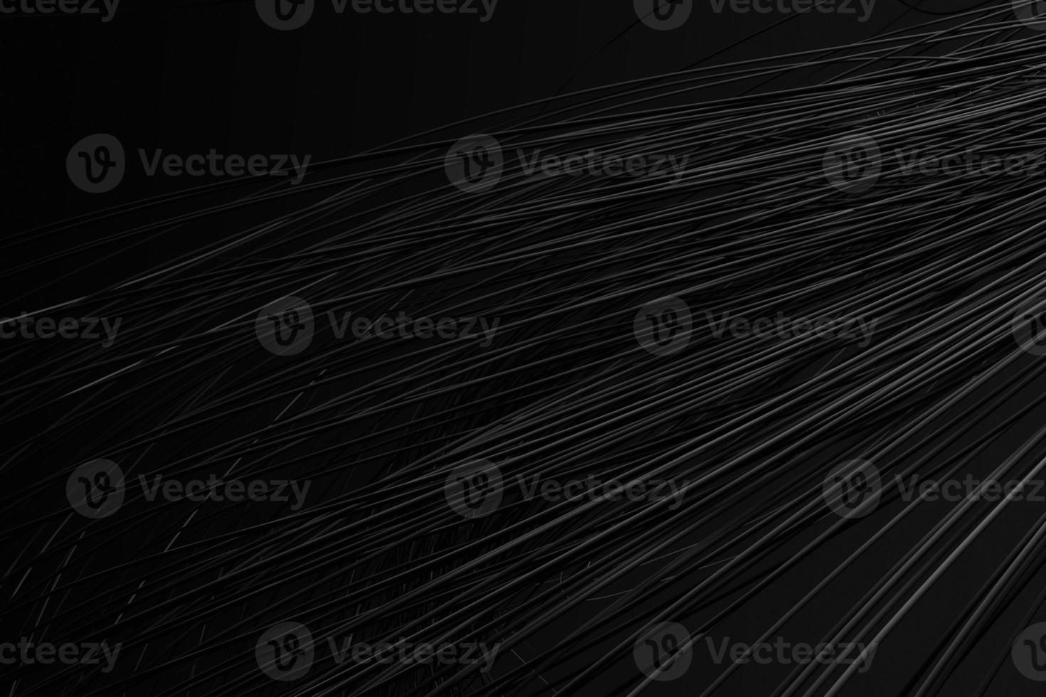 Entangled streams of electrical wires on black background. Abstract 3d rendering photo