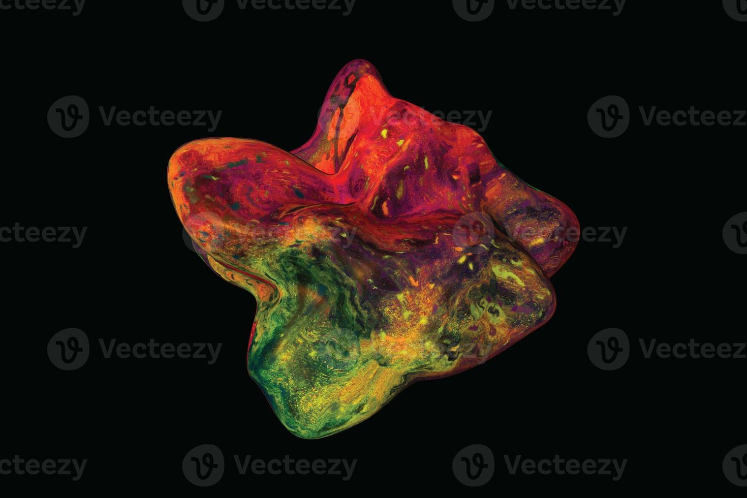 Abstract holographic gradient liquid drop object illustration with natural grunge effect overlay photo