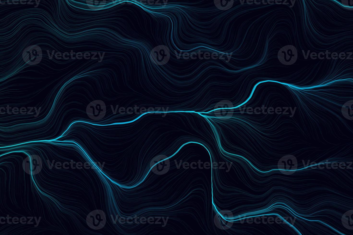 Dark blue neon gradient technology particle flow background. Abstract futuristic wave texture 3d illustration photo