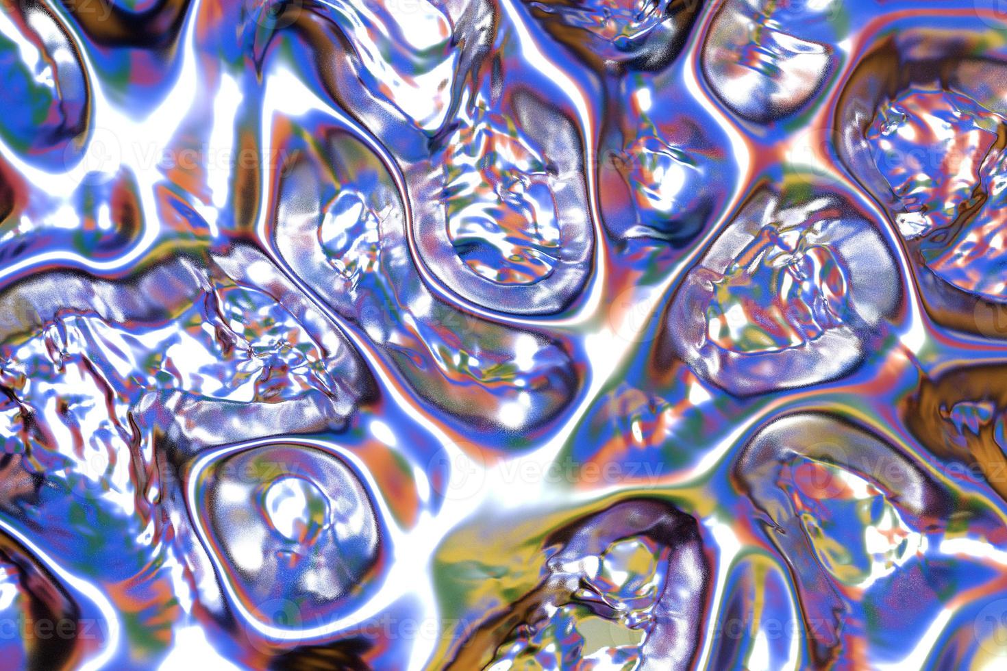 Hot metallic holographic liquid gradient background. Stylish holographic fluid foil 3d illustration in trendy color photo