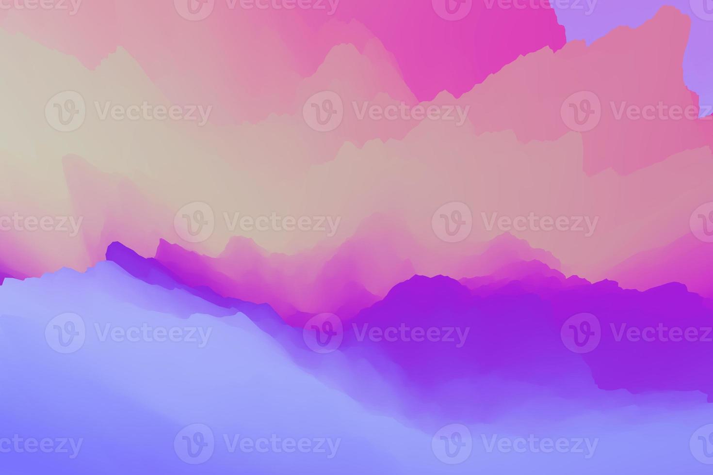 Holographic digital mountain 3d illustration background. Minimal abstract landscape art in liquid gradient color photo