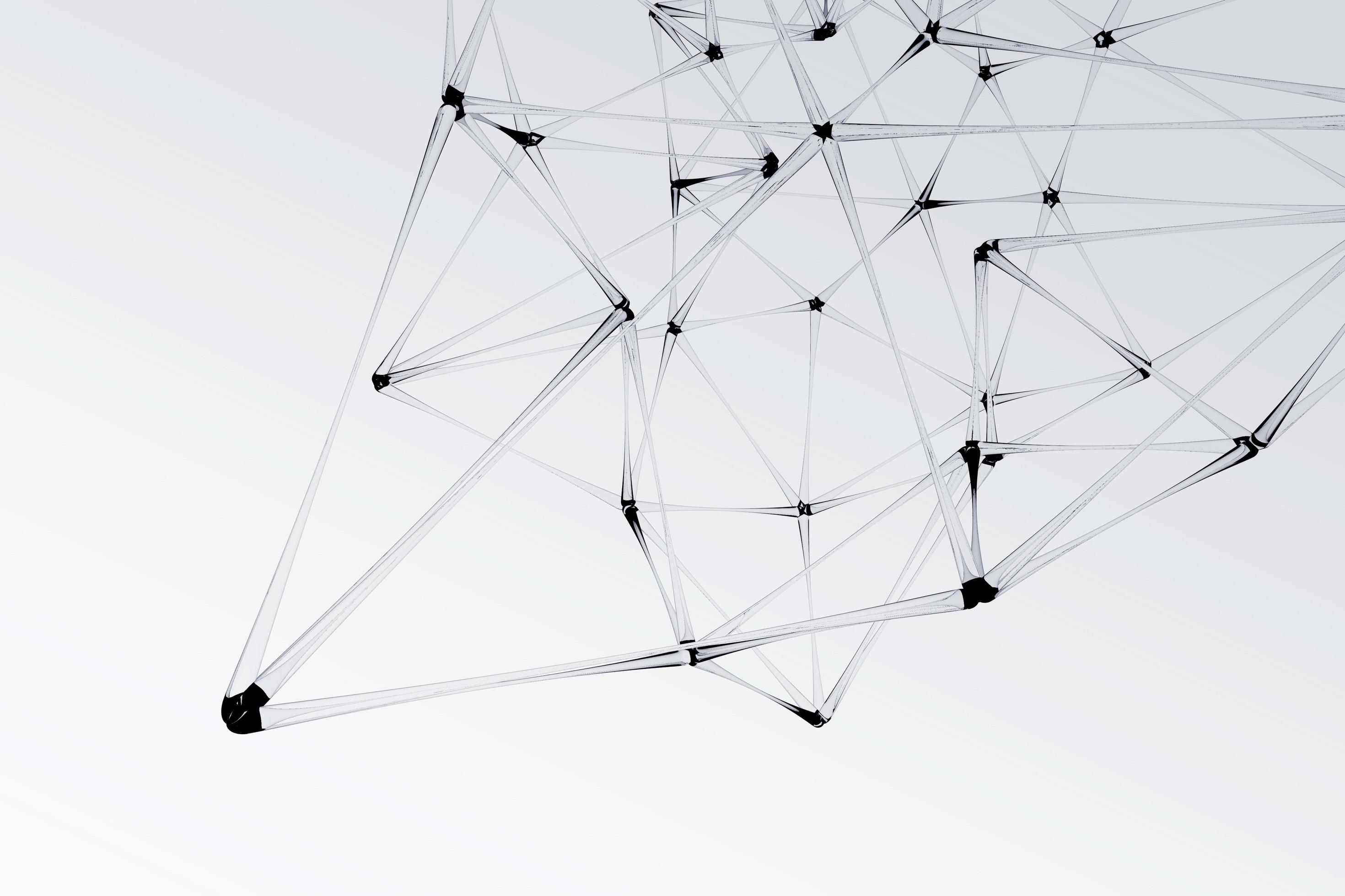 Digital liquid geometric sphere on white background. Abstract hitech