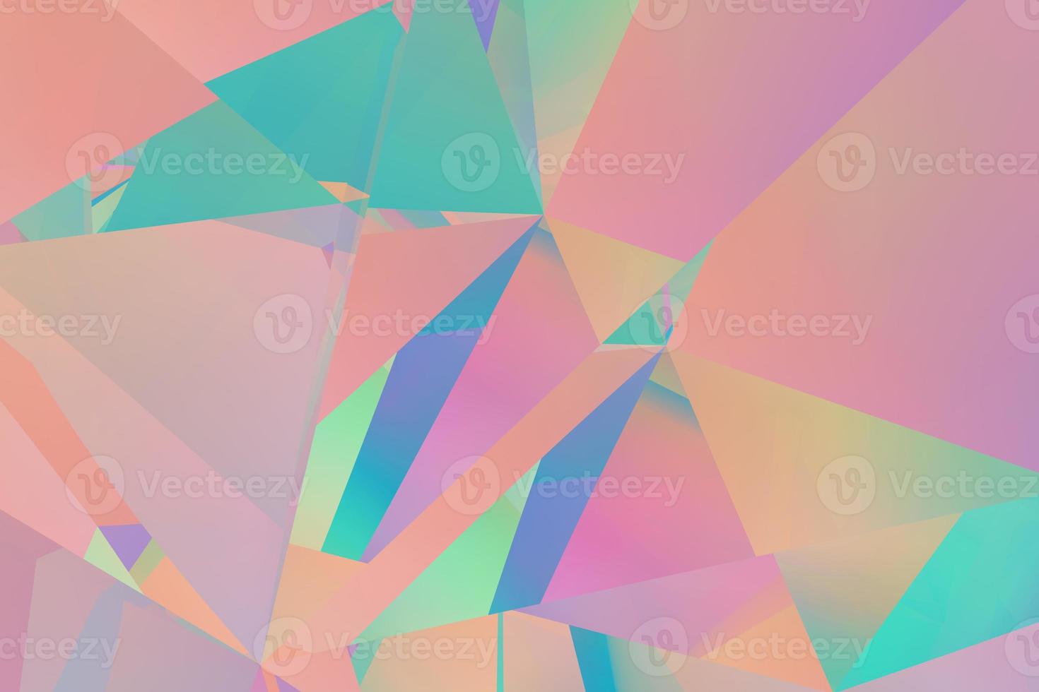 Rainbow holographic gradient glossy polygon background 3d rendering photo