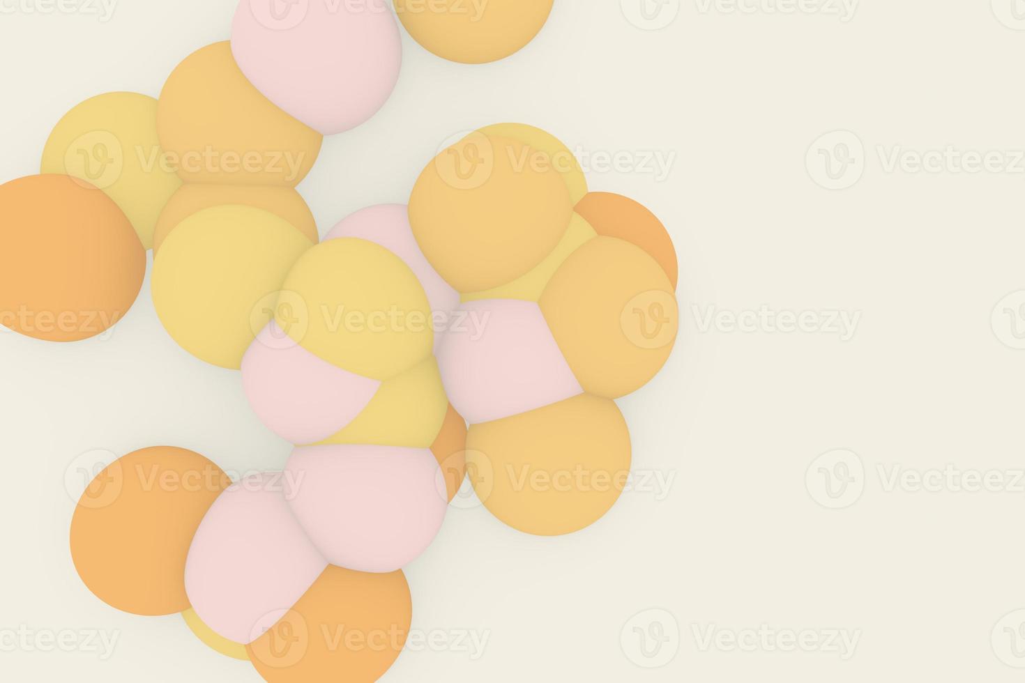 Beauty fashion backdrop with cream liquid blobs background. Soap bubbles 3d rendering. Soft pastel metaball illustration photo