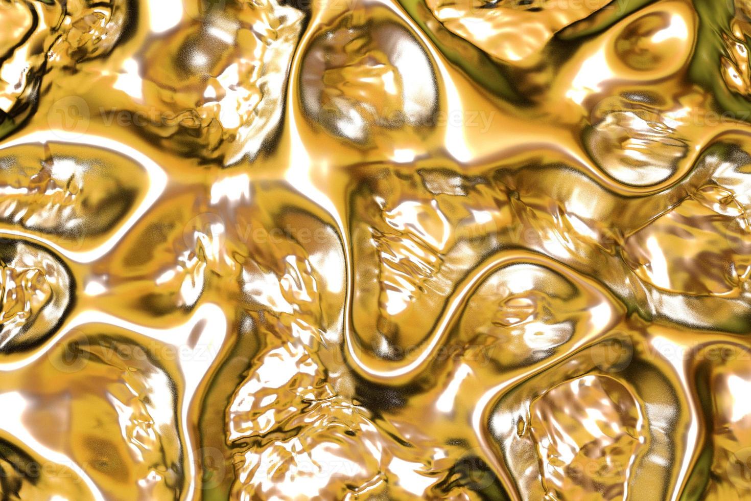Gold wavy liquid lava gradient smooth rich background. Abstract expensive metal holographic fluid 3d illustration photo