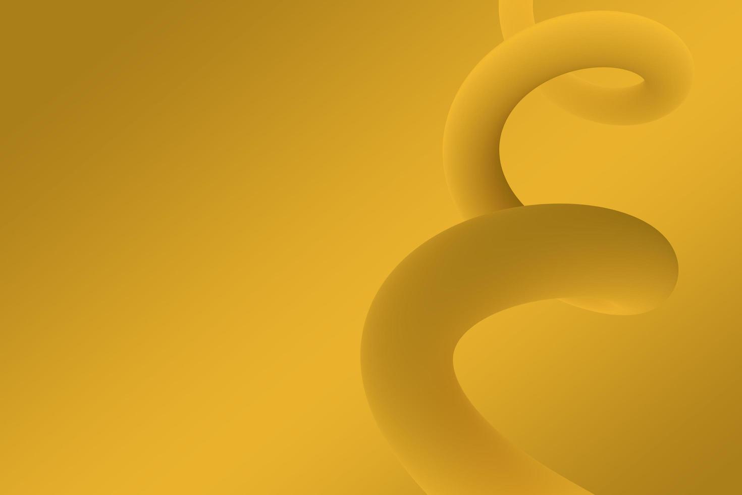 Trendy yellow gradient twisted object 3d illustration. Abstract curved shape background photo