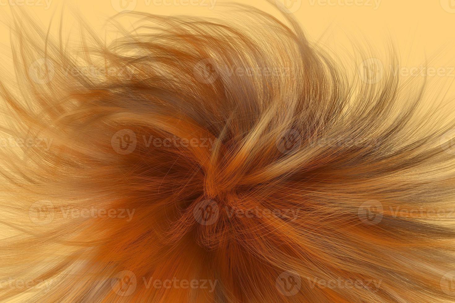 textura de peinado rojo rizado. fondo de ilustración 3d de cabello abstracto de moda foto