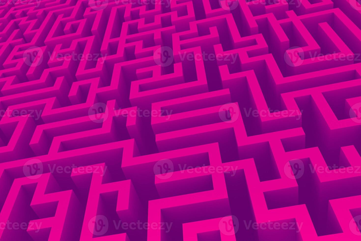 Purple isometric maze pattern. Abstract labyrinth 3d illustration. Complex three dimensional background photo