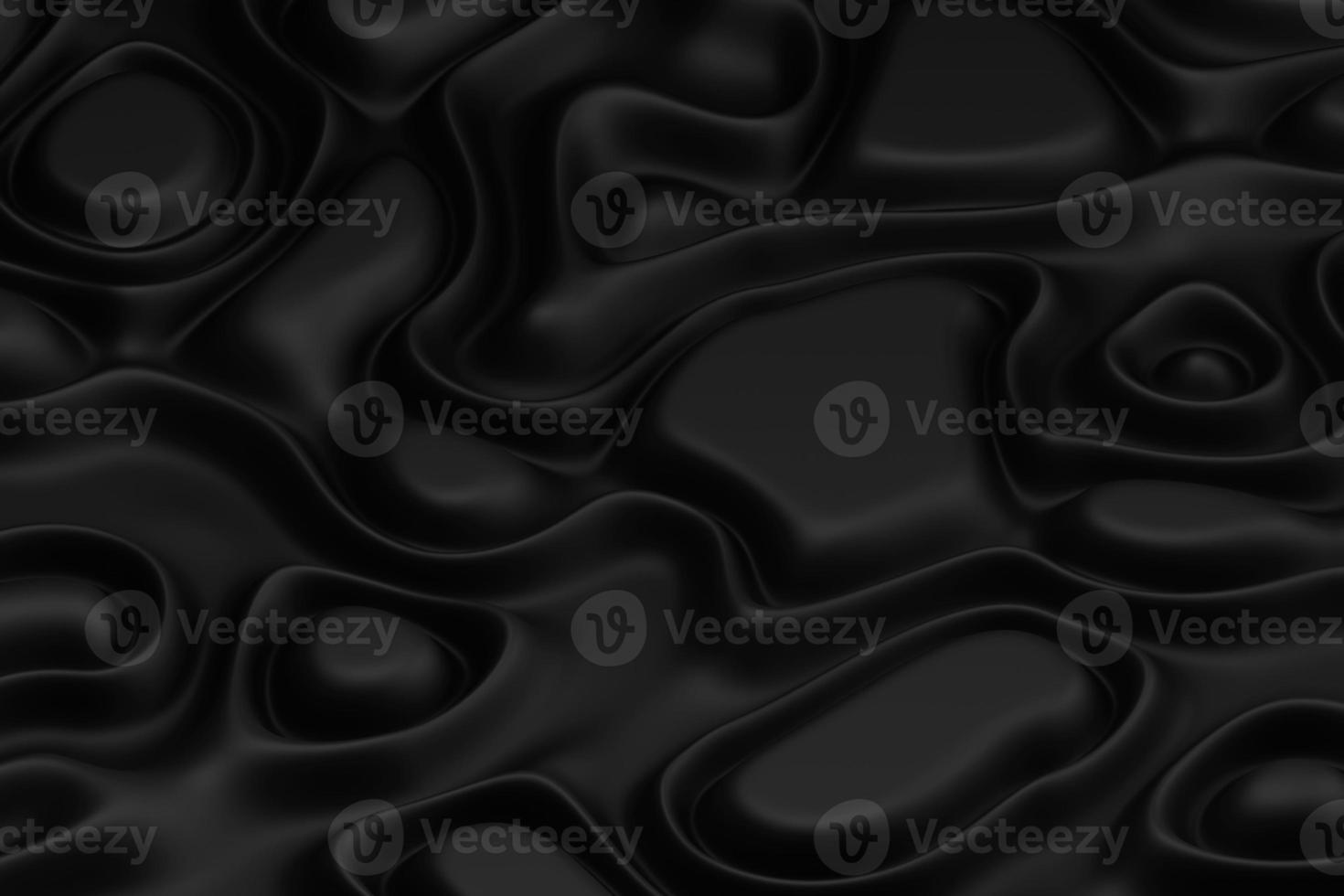 Abstract wave folds surface black background. Digital minimalist wavy 3d illustration photo