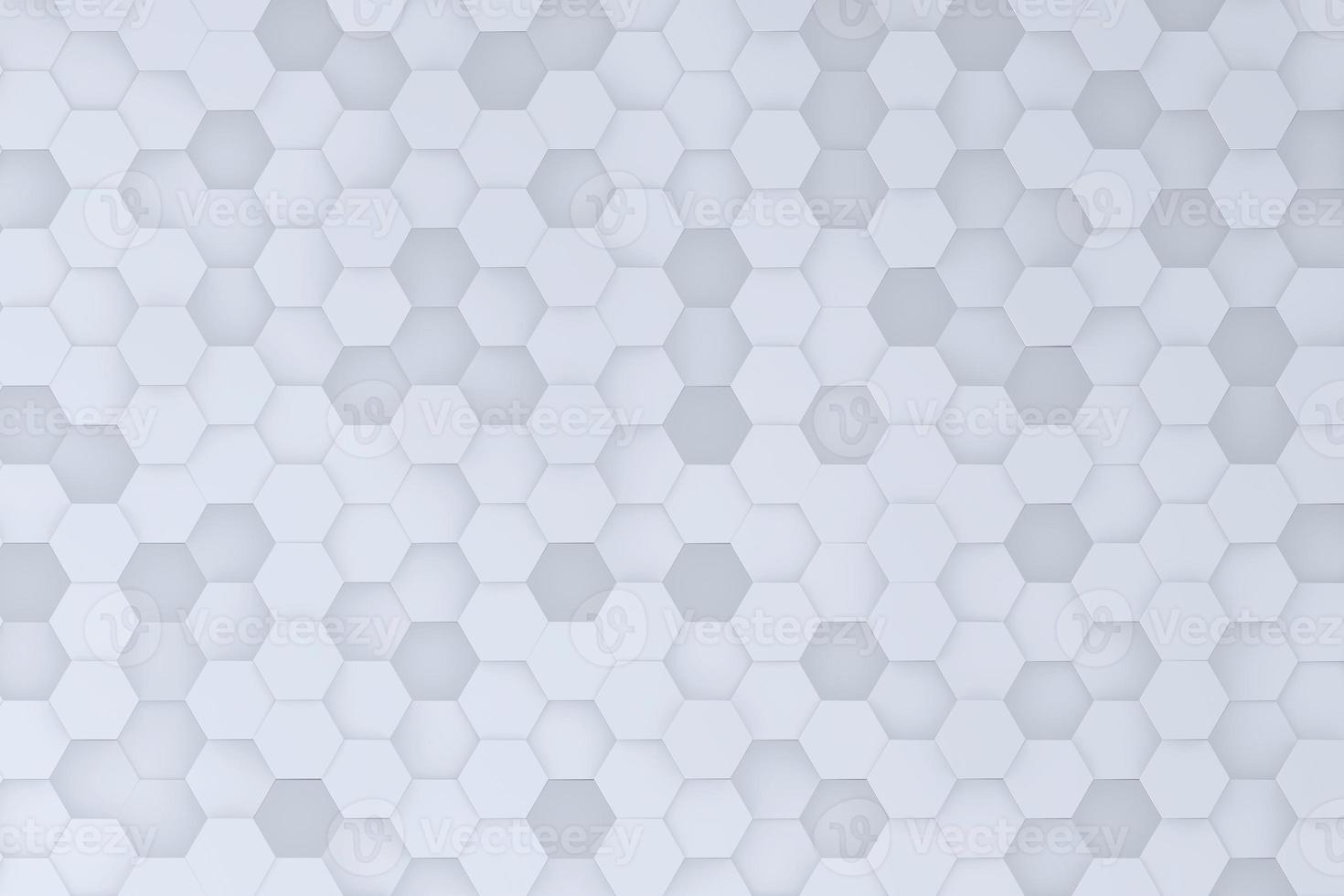 abstracto futurista vista superior panal mosaico fondo blanco. representación 3d de células hexagonales geométricas realistas foto
