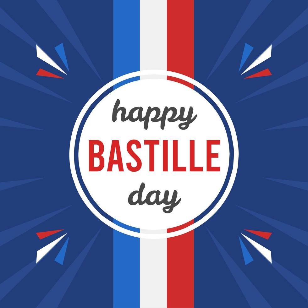 happy bastille day poster with french flag for social media post, marketing, promo, advertising and sales on bastille day on july 14th vector