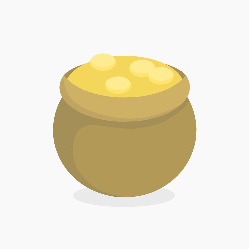 flat icon illustration of a sack of gold coins for finance, banking, treasure and money elements vector