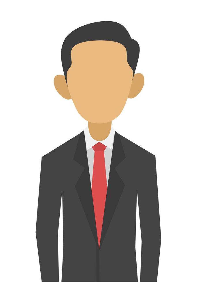 illustration of businessman in black suit and red tie standing tall, faceless and flat design vector