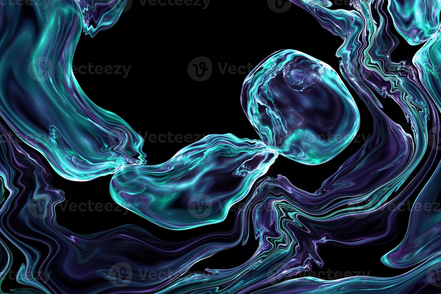 Colored pigments with smooth thick drops 3d illustration. Fluid art background. Abstract liquid in tech futuristic style photo