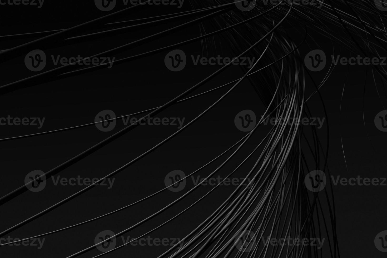 Abstract twisted wires 3d illustration on black background. Elegant curve volume lines in the technology style photo