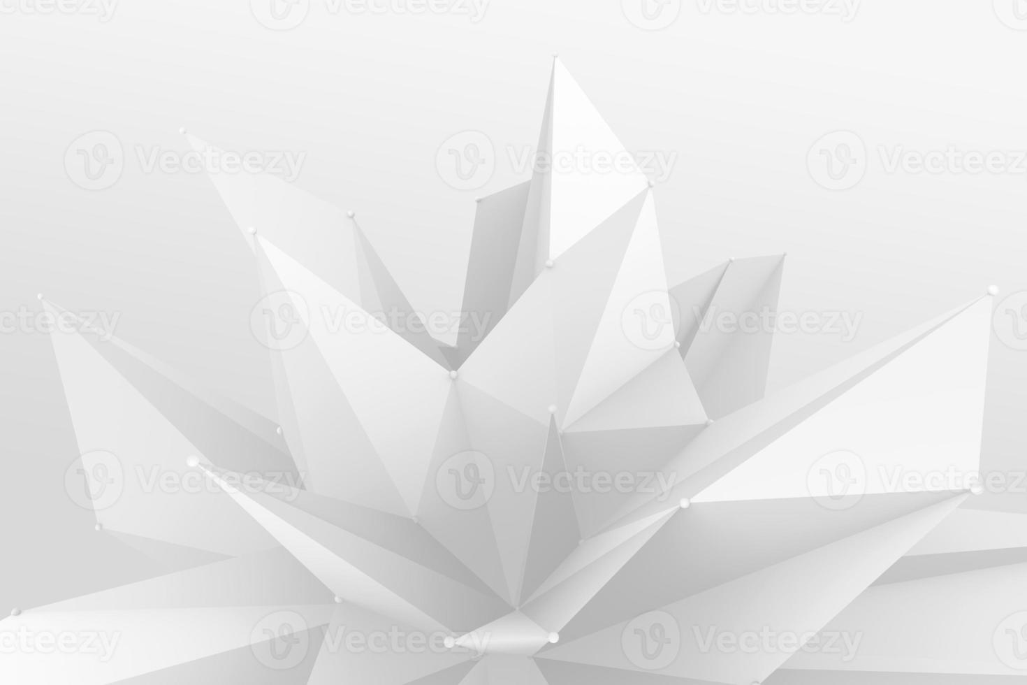 Ilustración 3d de esfera de polígono abstracto. telón de fondo decorativo minimalista. fondo geométrico blanco con puntos foto