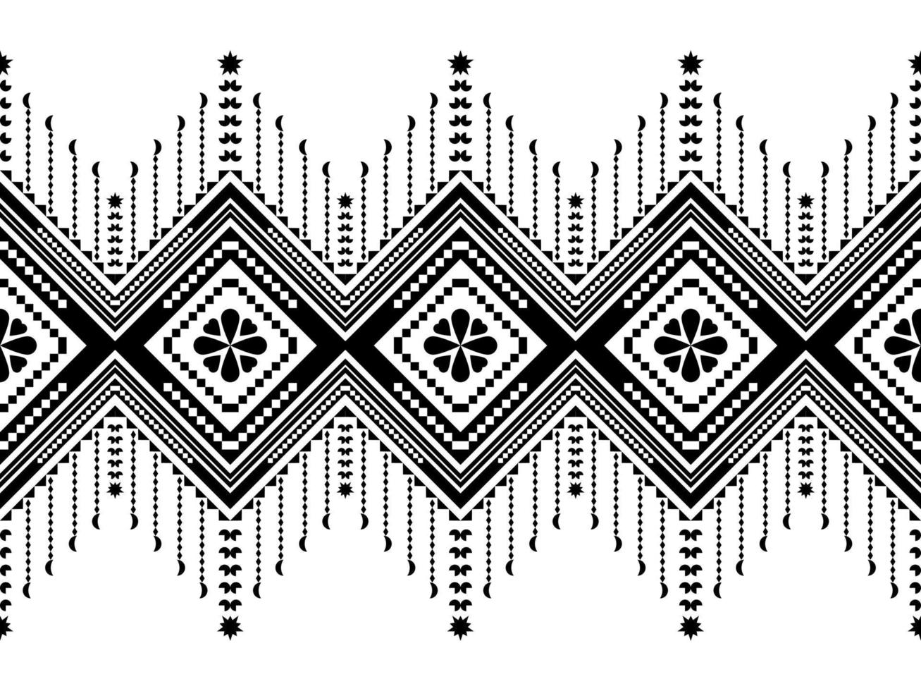 Abstract ethnic geometric pattern design for background or wallpaper.Ethnic geometric print pattern design Aztec repeating background texture in black and white. Fabric, cloth design, wrapping vector