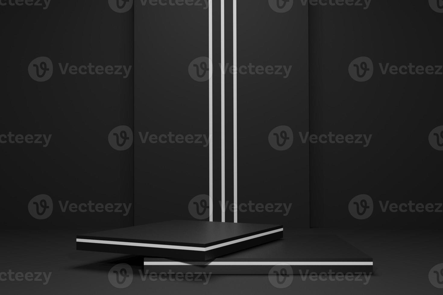 Minimal geometric podium on dark background for product presentation. 3d rendering photo