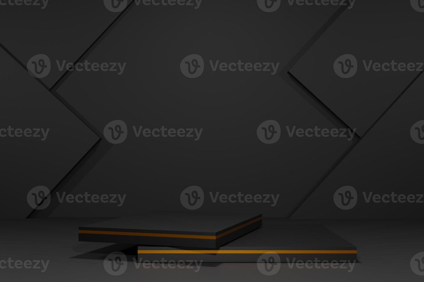 Minimal geometric podium on dark background for product presentation. 3d rendering photo