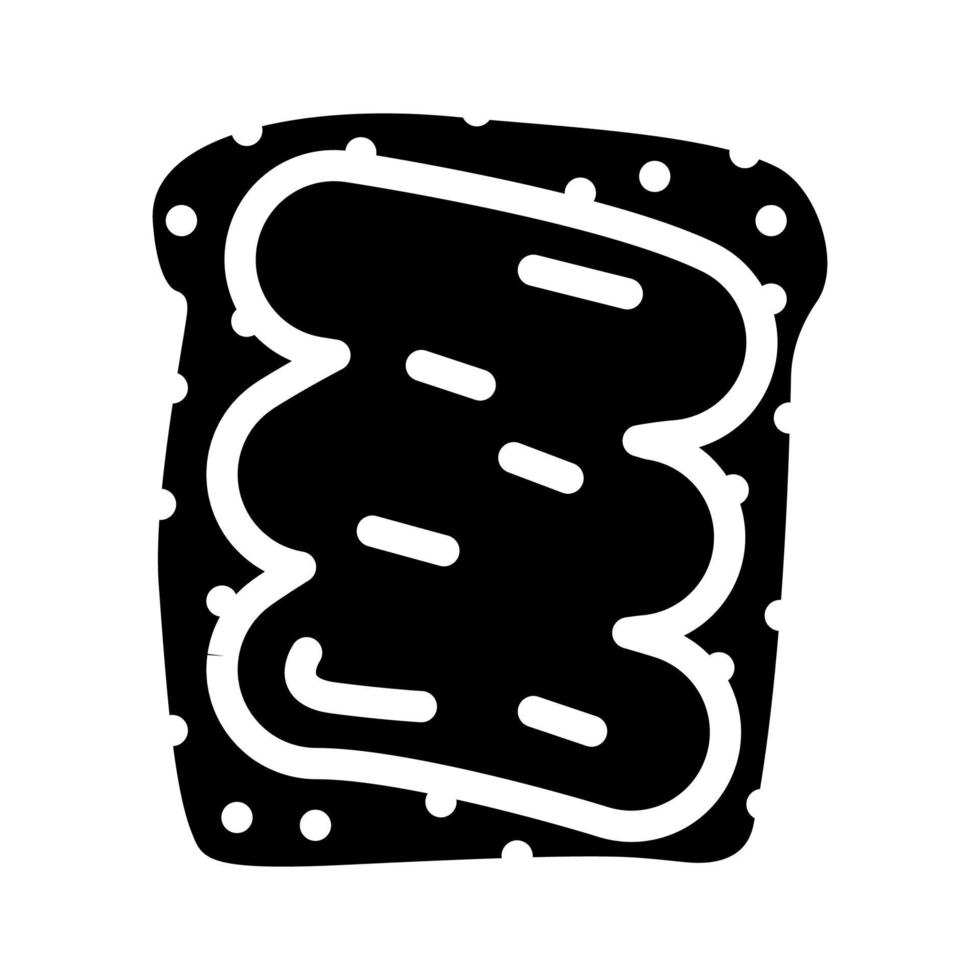 bread piece with peanut butter glyph icon vector illustration