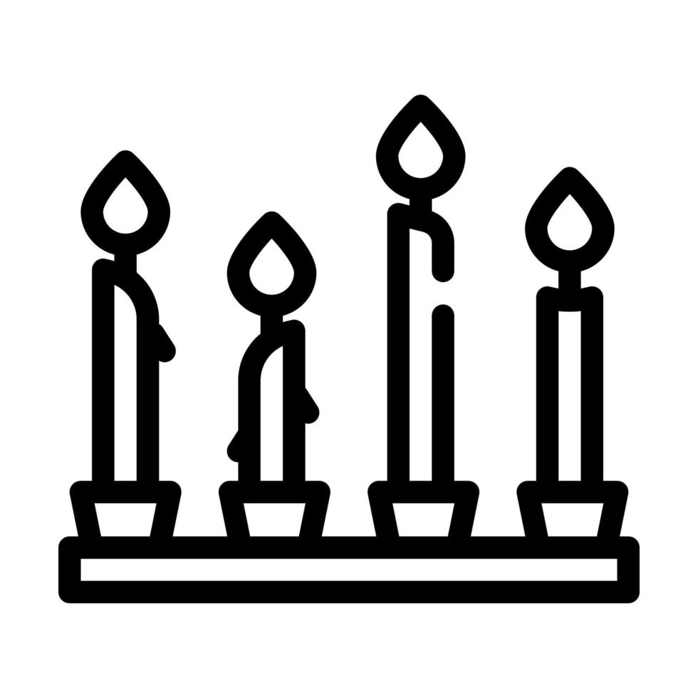 velas encendidas línea icono vector ilustración negro