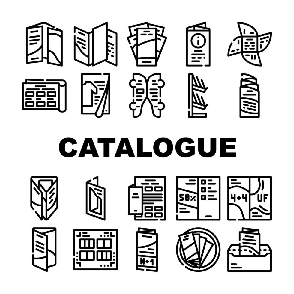 conjunto de iconos de colección de catálogos y folletos vector