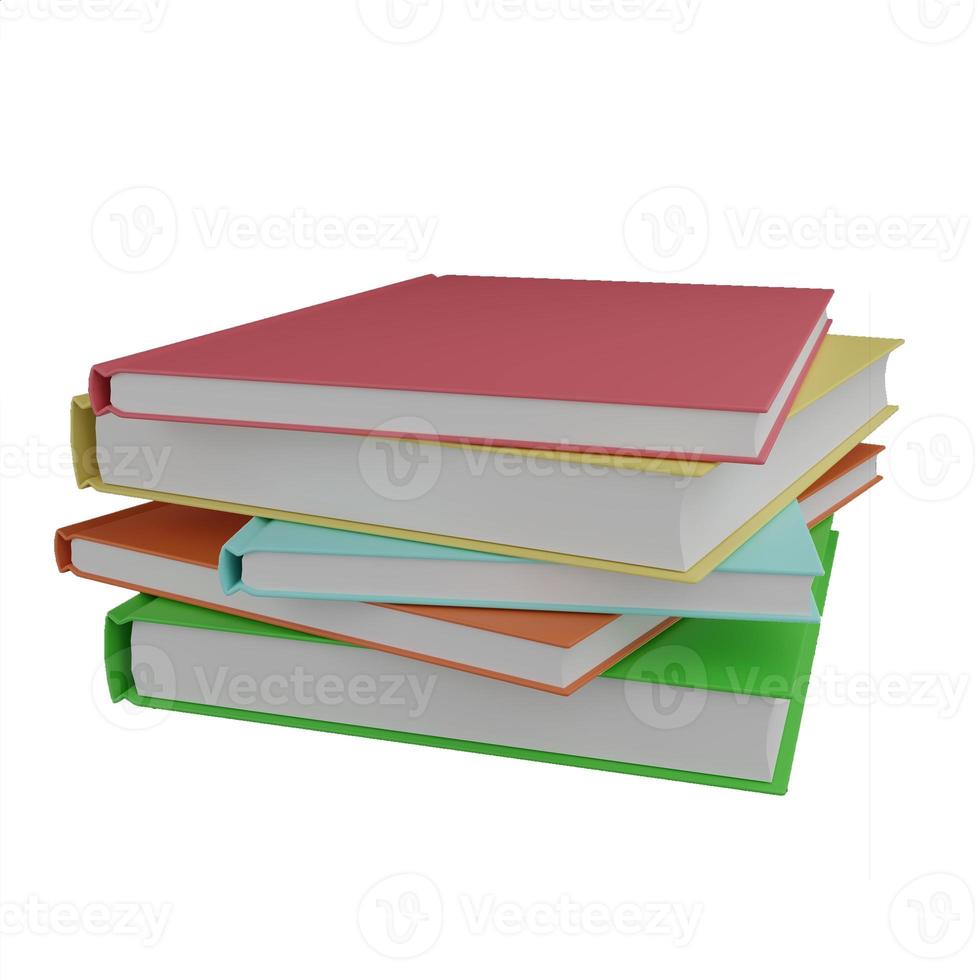 stack book isolated on white background , 3D rendering photo