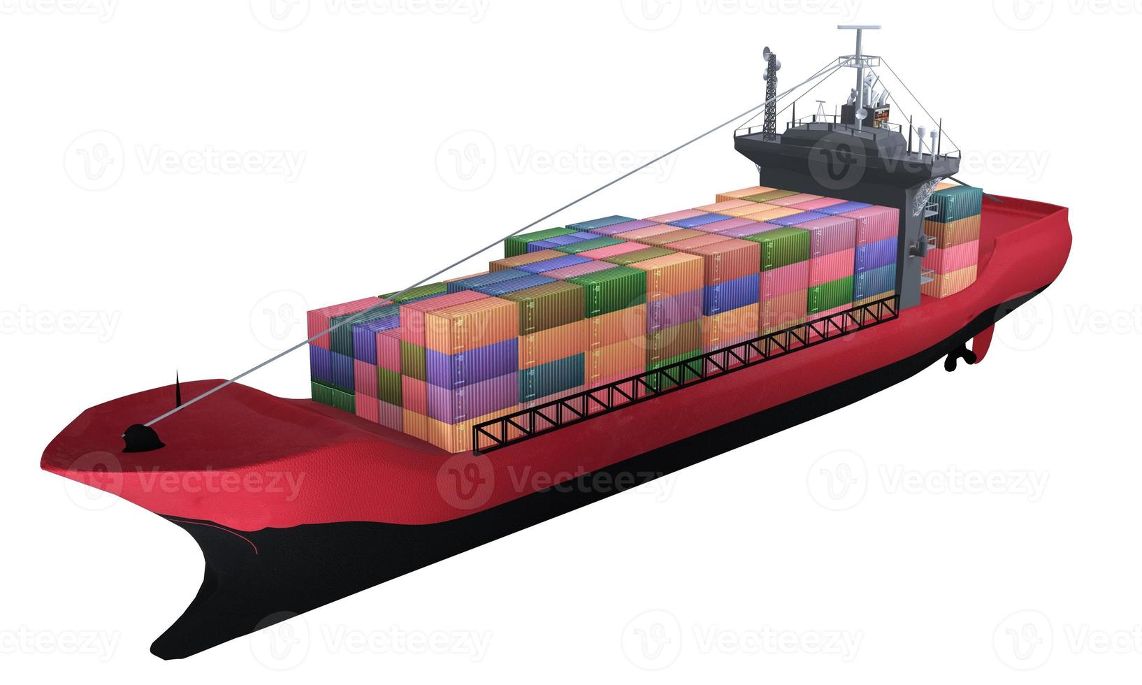 Cargo ship isolated on white background , 3D rendering photo