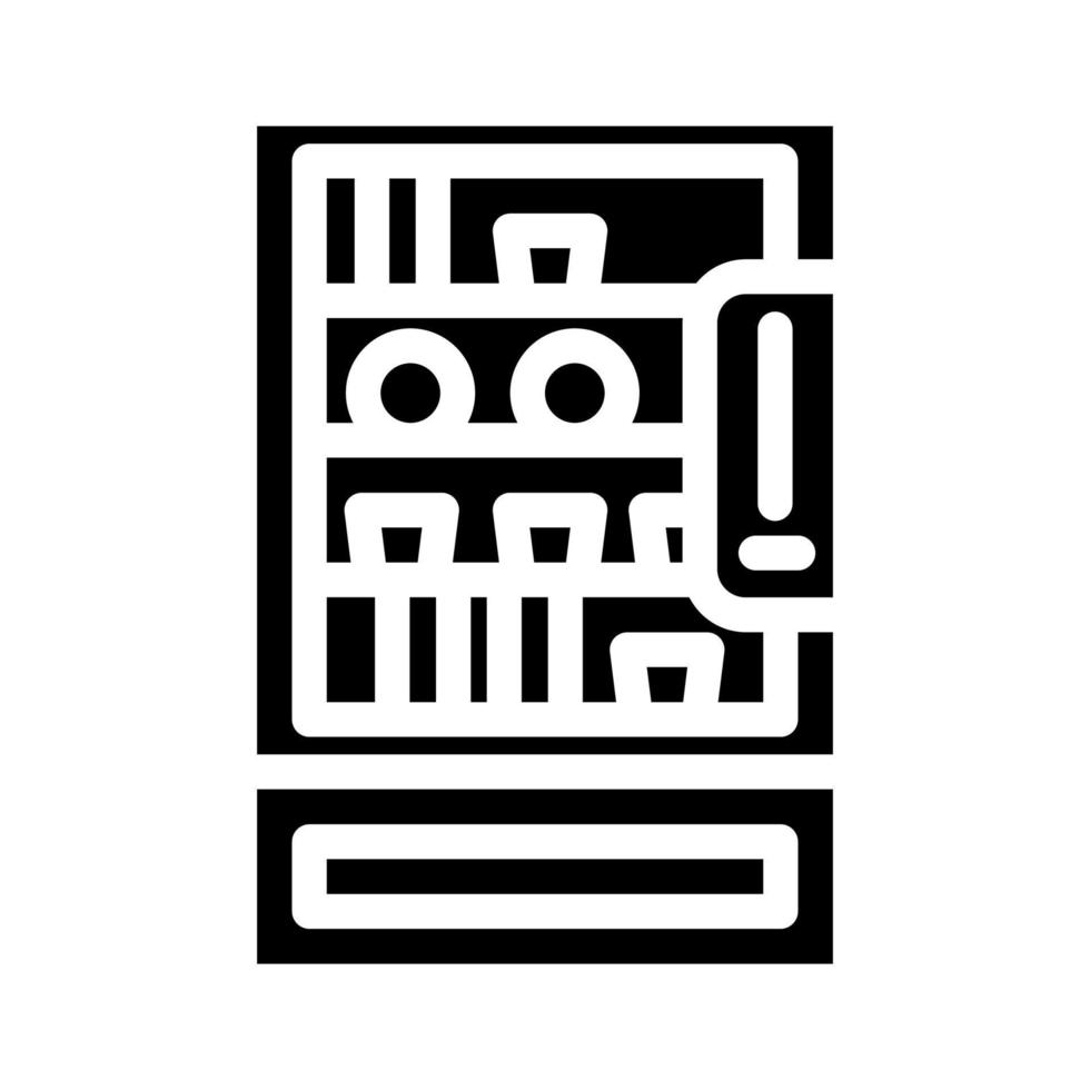 vending machine with food and drinks in canteen glyph icon vector illustration
