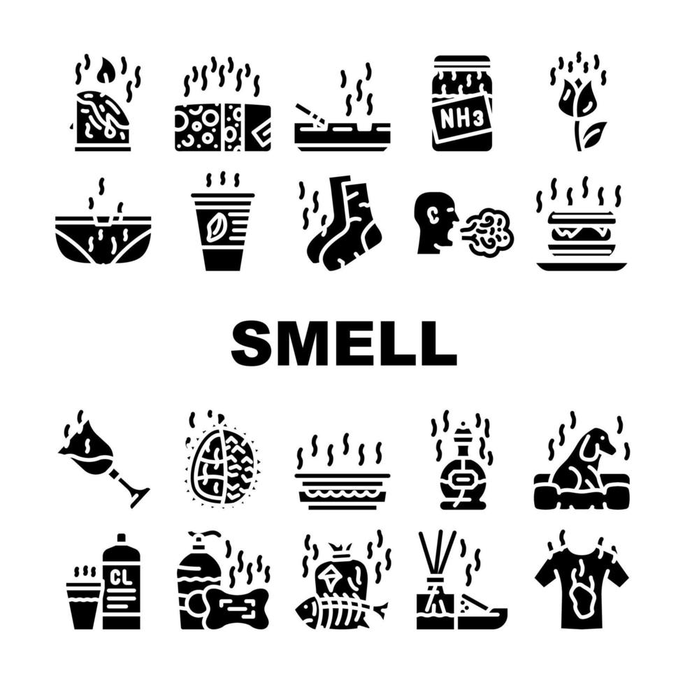 Smell Feel And Sense Collection Icons Set Vector