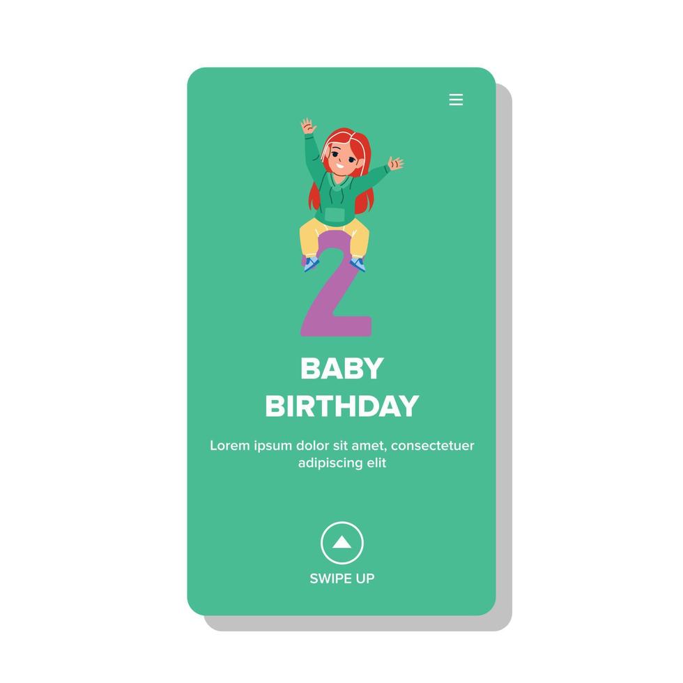 Baby Birthday Celebrating Little Girl Kid Vector