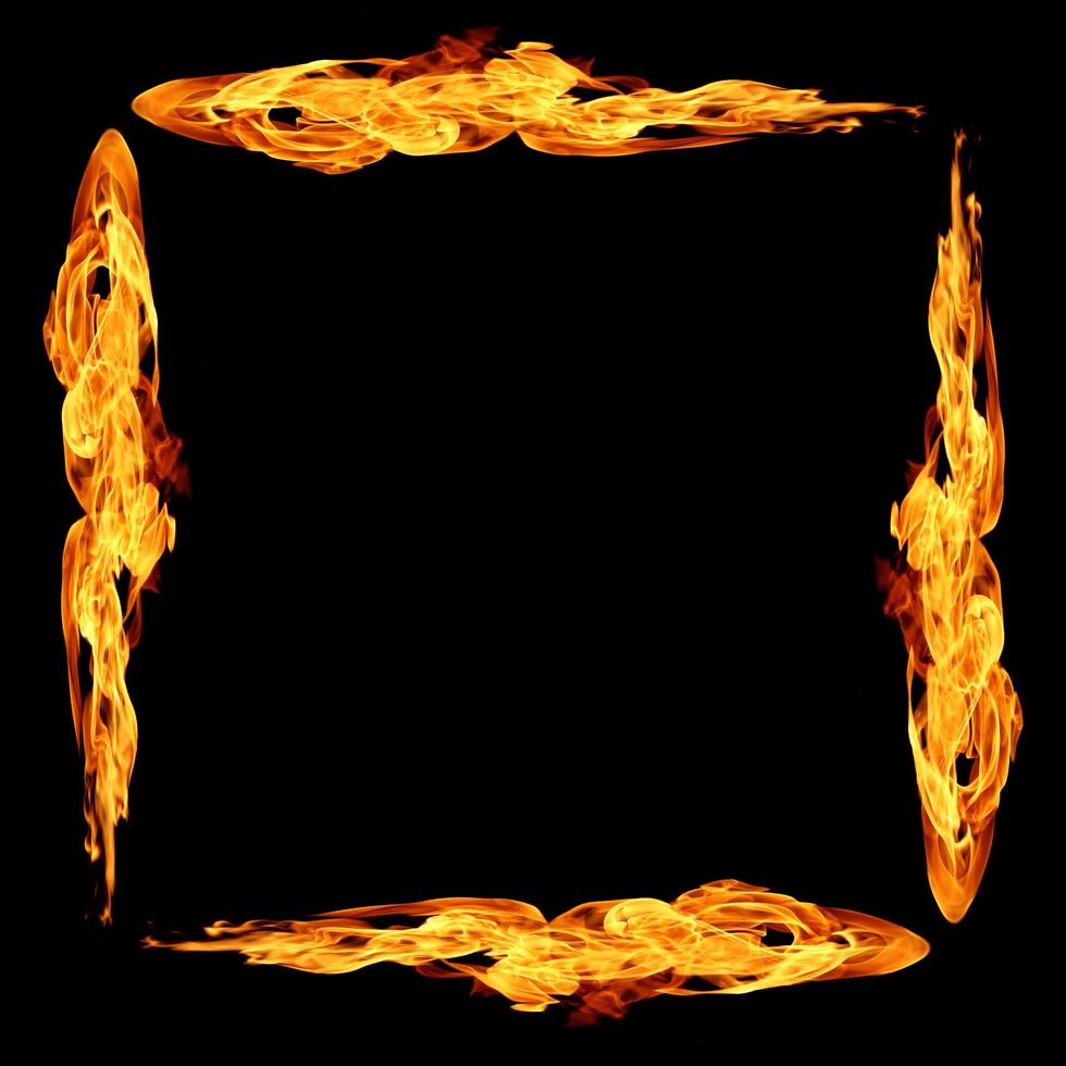 Fire flames collection isolated on black background photo