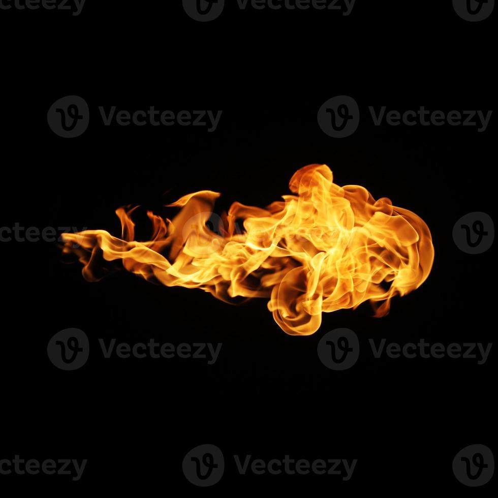 Fire flames collection isolated on black background photo