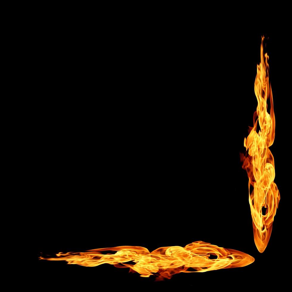 Fire flames collection isolated on black background photo