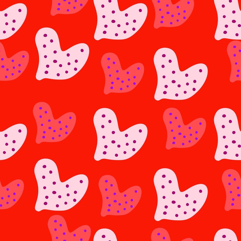 Cute hand drawn heart seamless pattern. Valentine's day card wallpaper. vector